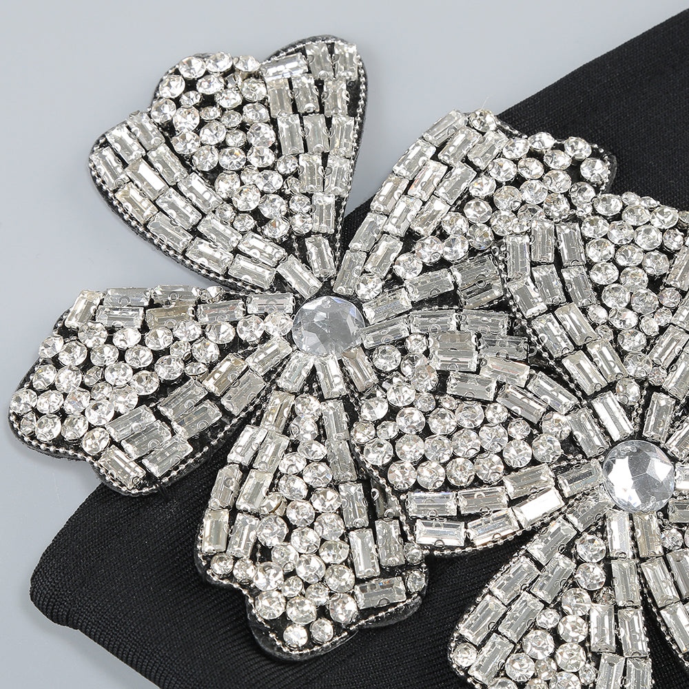 Black One-Shoulder Gown with 3D Sequin Floral Appliqué · Elegant Slim-Fit Evening Dress